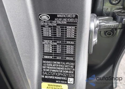 2023 Land Rover Discovery Sport S R-Dynamic из США, поврежденный, VIN SALCT2FX3PH321328